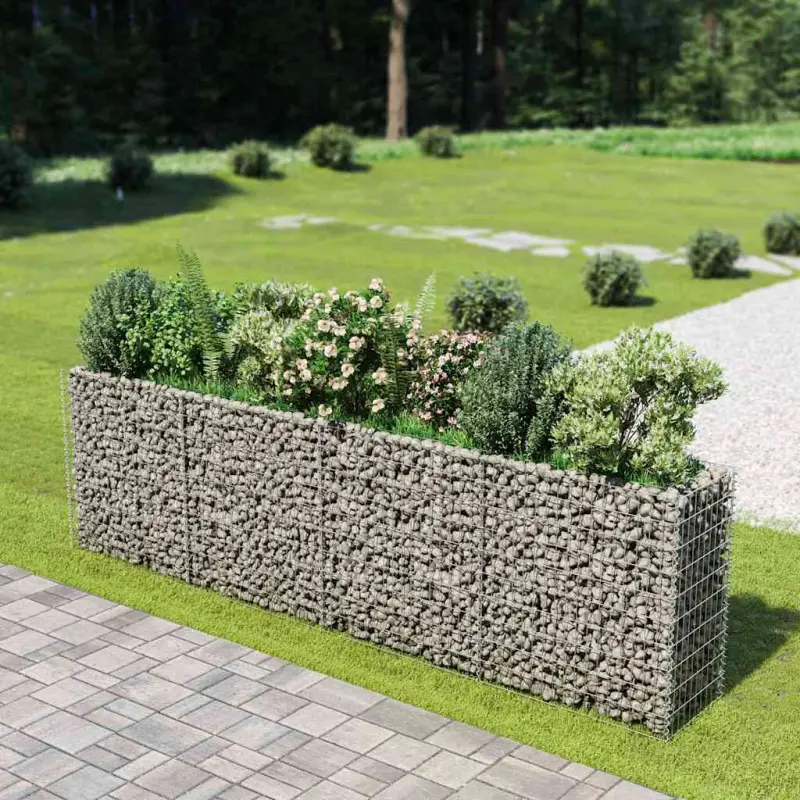 Podwyższona donica gabionowa, galwanizowana stal, 360x50x100 cm