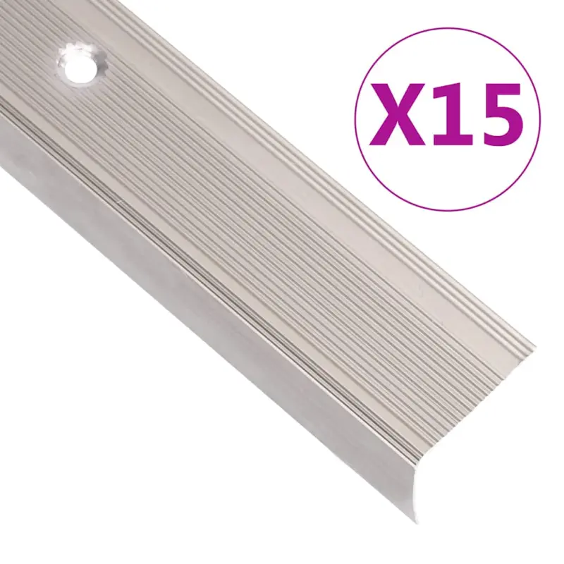 Listwy schodowe w kształcie litery L 15 szt. Aluminium 90 cm