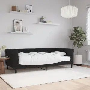 Sofa z materacem do spania, czarna, 90x190 cm, aksamit