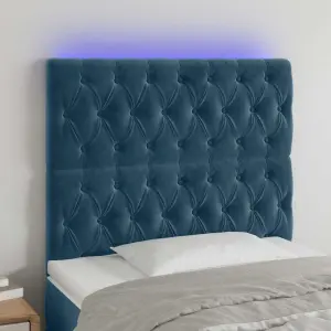 Zagłówek do łóżka z LED ciemnoniebieski, 100x7x118/128 cm