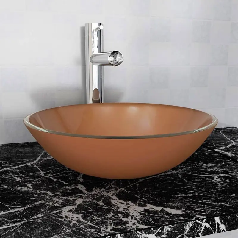 Umywalka z hartowanego szkła, 42 cm, brązowa