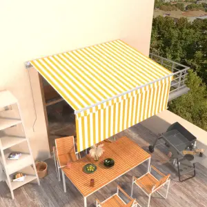 Ręcznie zwijana markiza z zasłoną, 3x2,5 m, żółto-biała