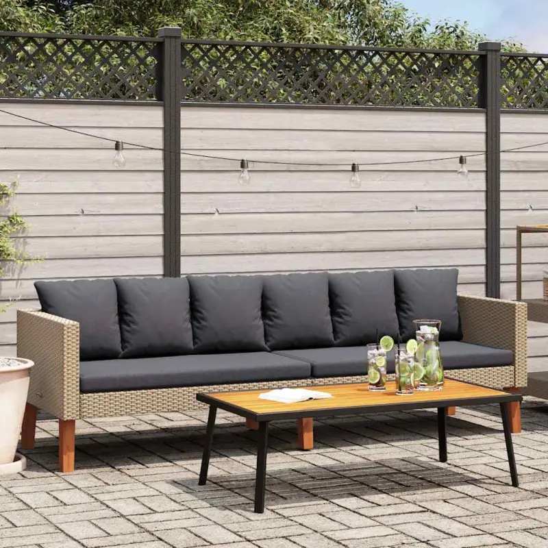 3-osobowa sofa ogrodowa z poduszkami, rattan PE, beż