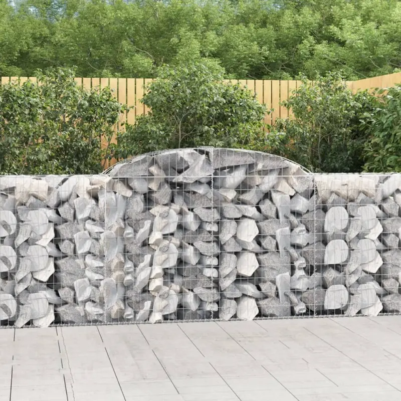 Kosze gabionowe, 7 szt, 300x50x100/120 cm, galwanizowane żelazo