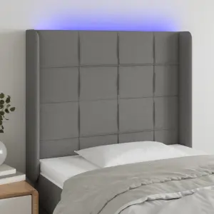 Zagłówek do łóżka z LED, ciemnoszary, 83x16x118/128 cm, tkanina