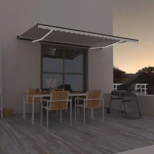 Ręcznie zwijana markiza z LED, 500 x 300 cm, kremowa