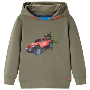Bluza dziecięca z kapturem, khaki, 128