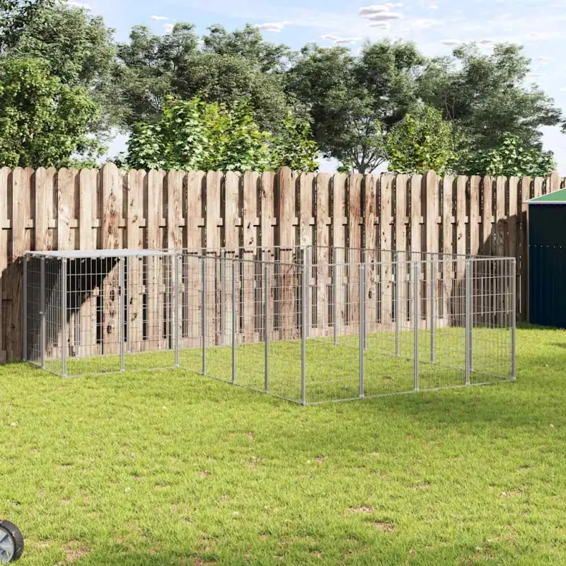 Kojec dla psa, srebrny, 8,47 m², stalowy