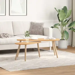 Zestaw stolików kawowych, 2 szt., brązowy, lite drewno sosnowe