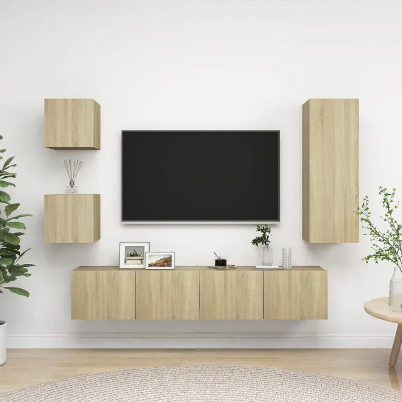 5-cz. zestaw szafek TV, dąb sonoma, materiał drewnopochodny