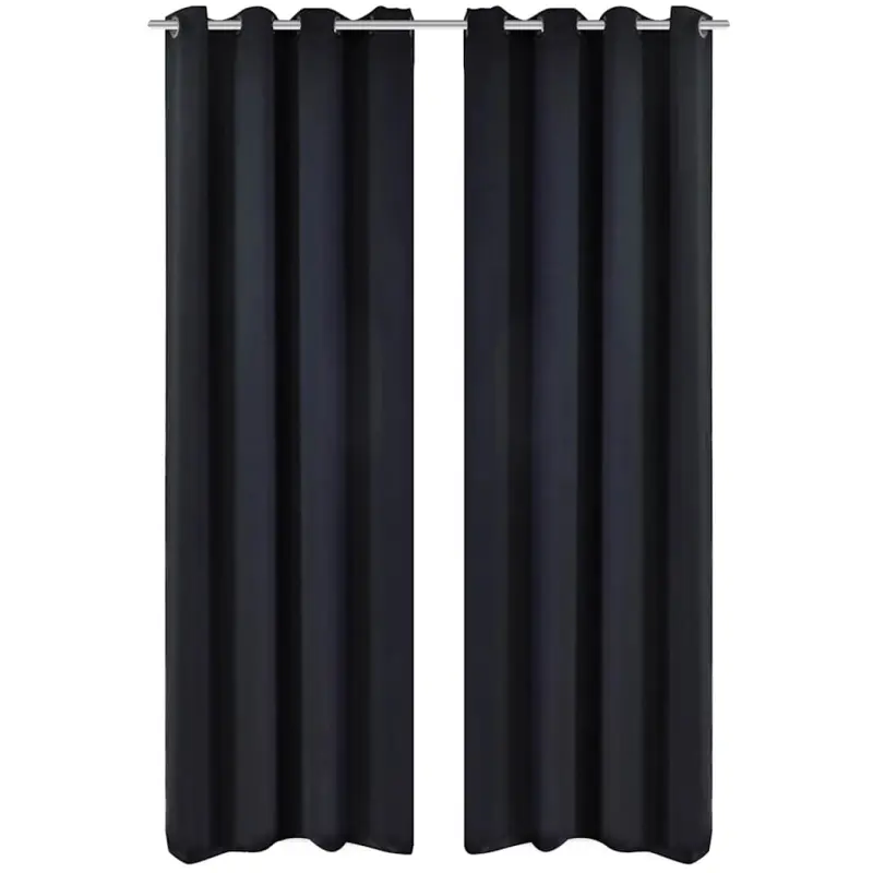Czarne zasłony zaciemniające z metalowymi otworami x2 135 x 245 cm