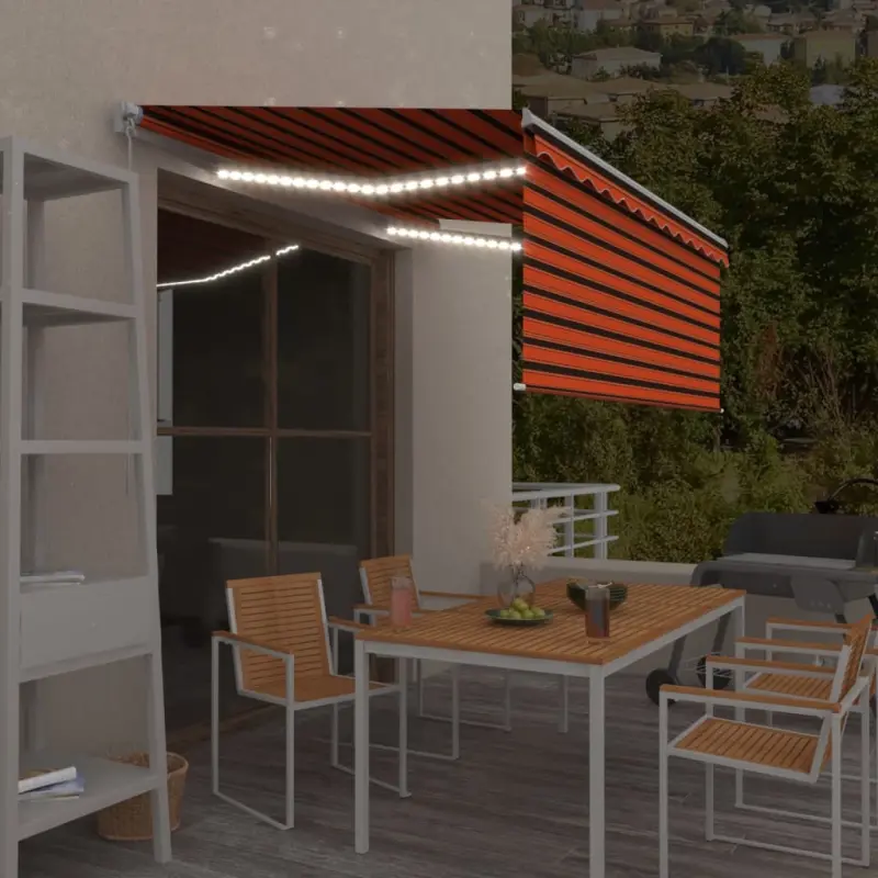 Ręcznie zwijana markiza z zasłoną zacieniającą i LED, 3x2,5 m