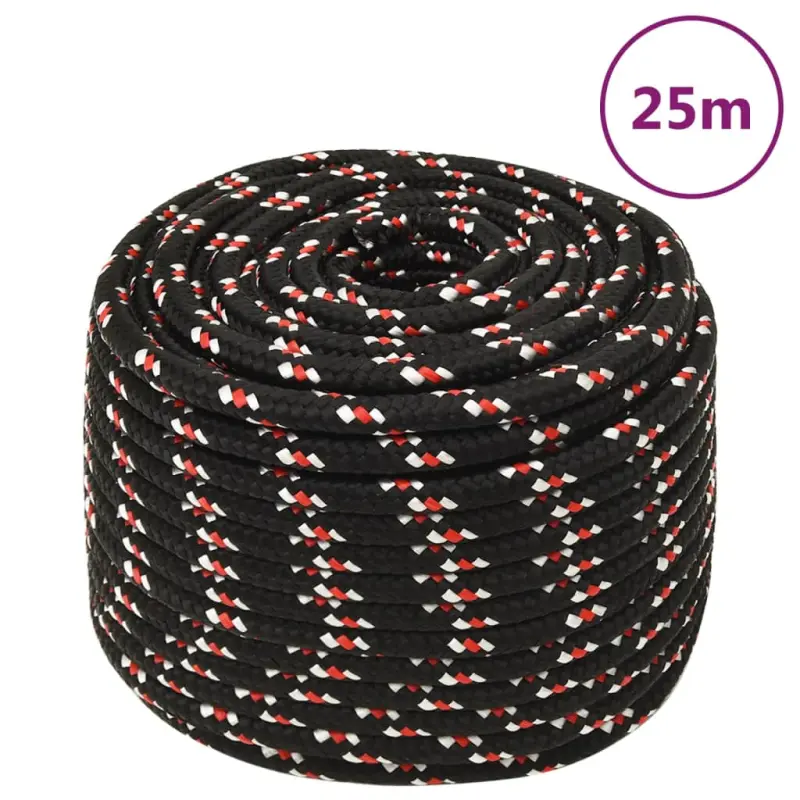 Linka żeglarska, czarna, 14 mm, 25 m, polipropylen