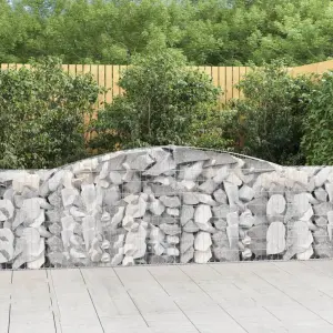 Kosze gabionowe, 7 szt, 400x30x100/120 cm, galwanizowane żelazo