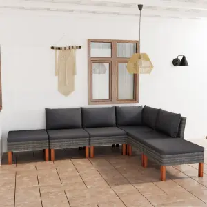 Meble ogrodowe 6-cz. zestaw wypoczynkowy rattan PE szary z poduszkami