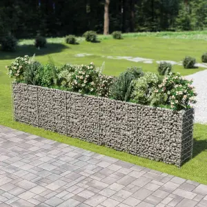 Podwyższona donica gabionowa, galwanizowana stal, 450x50x100 cm