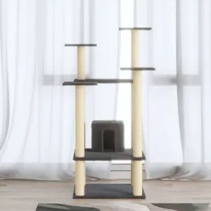 Drapak dla kota z sizalowymi słupkami, ciemnoszary, 110 cm