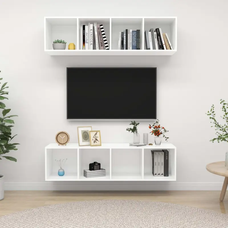 Wiszące szafki TV, 2 szt., białe, materiał drewnopochodny