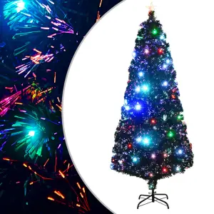 Sztuczna choinka z LED i stojakiem 210 cm, włókno optyczne