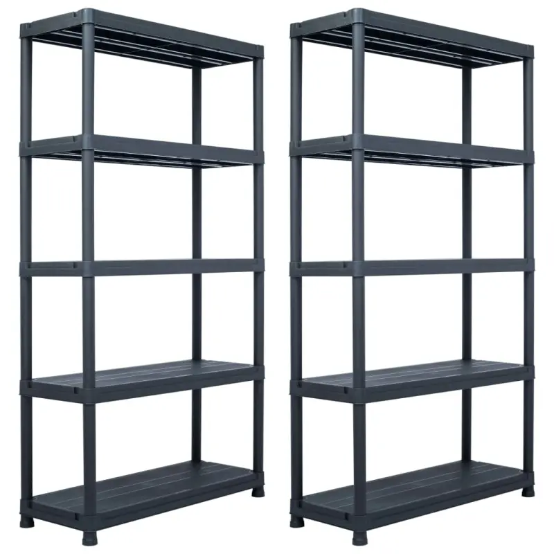 Regały magazynowe, 2 szt., czarne, 250 kg, 80x40x180 cm