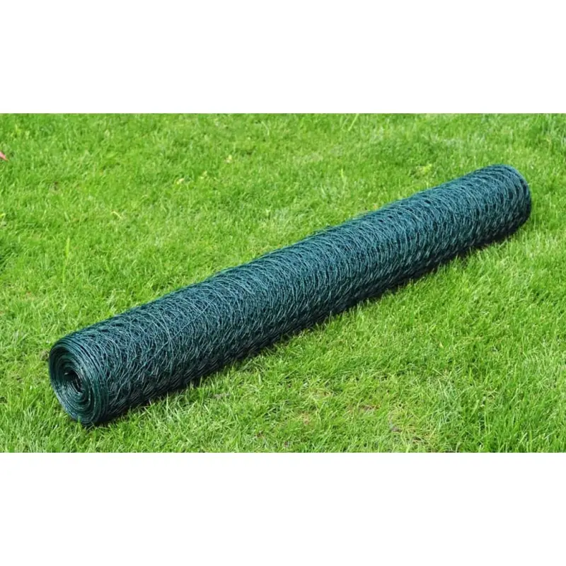 Ogrodzenie z siatki, pokryte PVC, 25x0,5 m, zielone