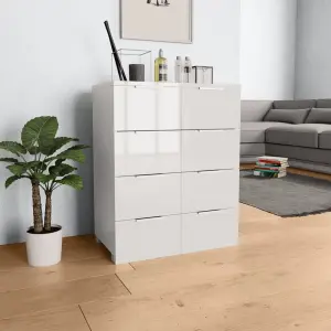 Komoda, biała z połyskiem 60x35x80 cm, materiał drewnopochodny