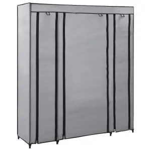 Szafa z przegrodami i drążkami, szara, 150x45x176 cm, tkanina