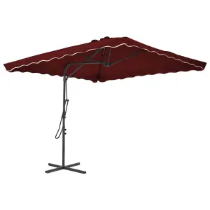 Parasol ogrodowy na stalowym słupku, bordowy, 250x250x230 cm