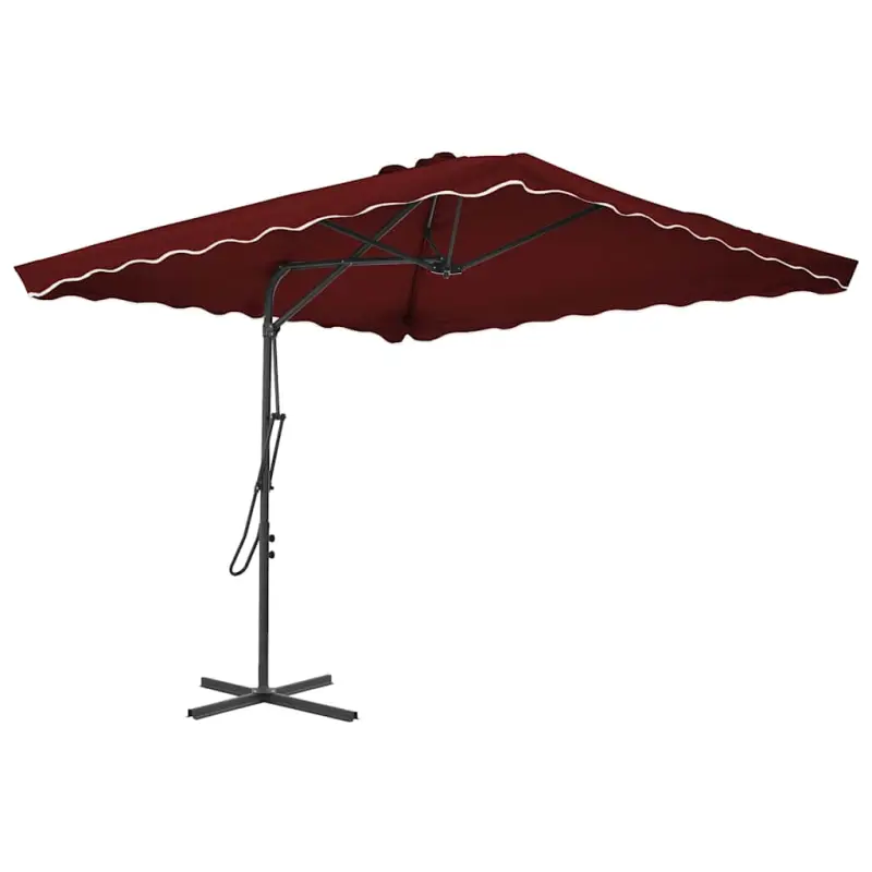 Parasol ogrodowy na stalowym słupku, bordowy, 250x250x230 cm