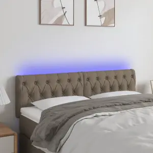 Zagłówek do łóżka z LED, taupe, 160x7x78/88 cm, tkanina