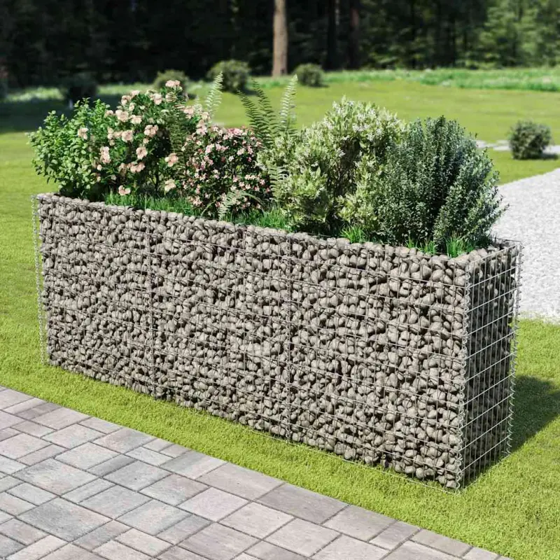 Podwyższona donica gabionowa, galwanizowana stal, 270x50x100 cm