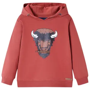 Bluza dziecięca z kapturem, palona czerwień, 128