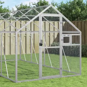 Woliera, srebrna, 1,79x6x1,85 m, aluminium
