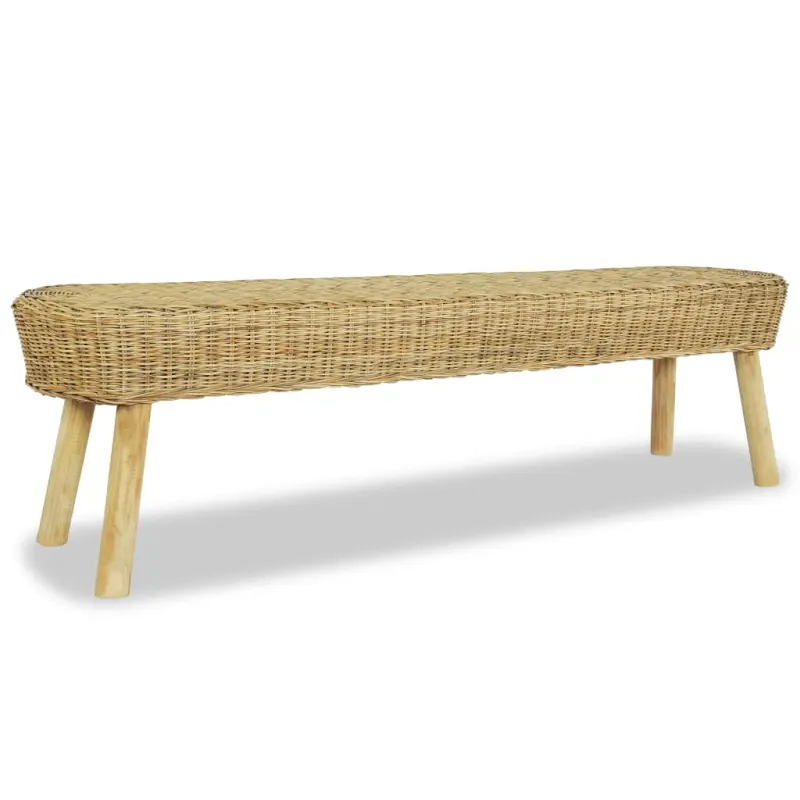 Ławka do przedpokoju, naturalny rattan, 160x35x45 cm