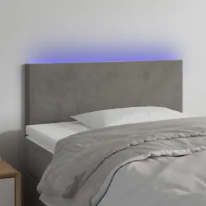 Zagłówek do łóżka z LED, jasnoszary, 100x5x78/88 cm, aksamit