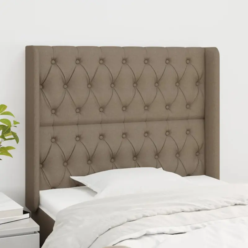 Zagłówek uszak, taupe, 93x16x118/128 cm, tkanina
