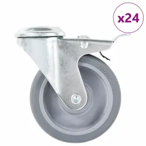 24 kółka skrętne z otworem na śrubę, 100 mm
