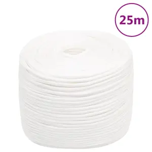 Linka żeglarska, biała jednolita, 10 mm, 25 m, polipropylen