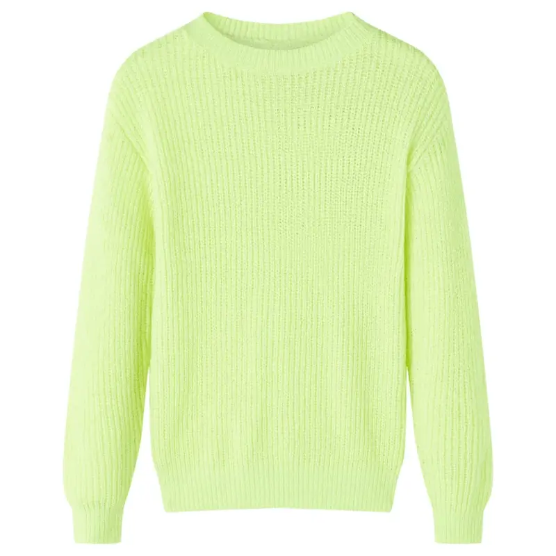 Sweter dziecięcy z dzianiny, żółty neonowy, 116