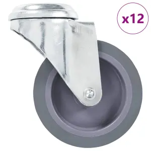12 kółek skrętnych z otworem na śrubę, 75 mm