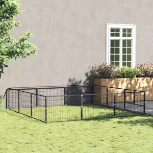 Kojec dla psa, czarny, 9 m², stalowy