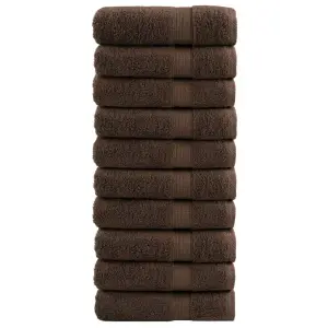 Ręczniki premium, SOLUND, 10 szt., brązowe, 70x140 cm, 600 g/m²