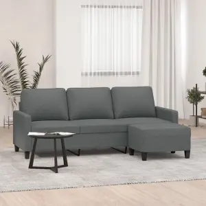 3-osobowa sofa z podnóżkiem, ciemnoszary, 180 cm, tkaniną
