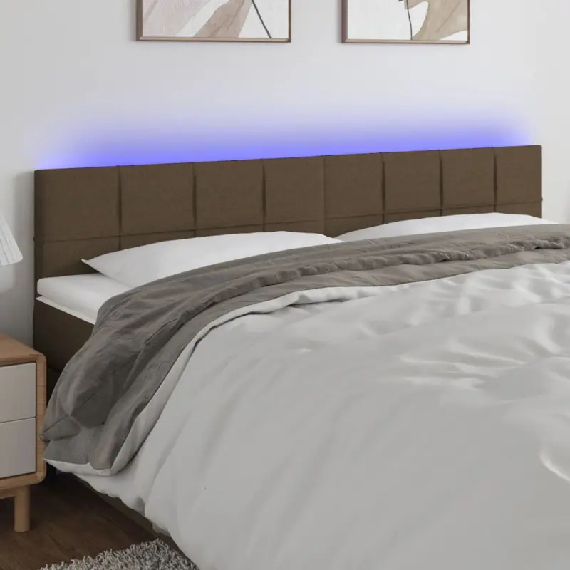 Zagłówek do łóżka z LED, taupe, 180x5x78/88 cm, tkanina
