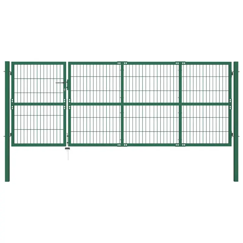 Brama ogrodowa ze słupkami 350x120 cm, stal, zielona