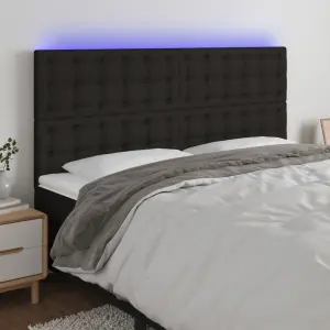 Zagłówek do łóżka z LED, czarny, 160x5x118/128 cm, tkanina