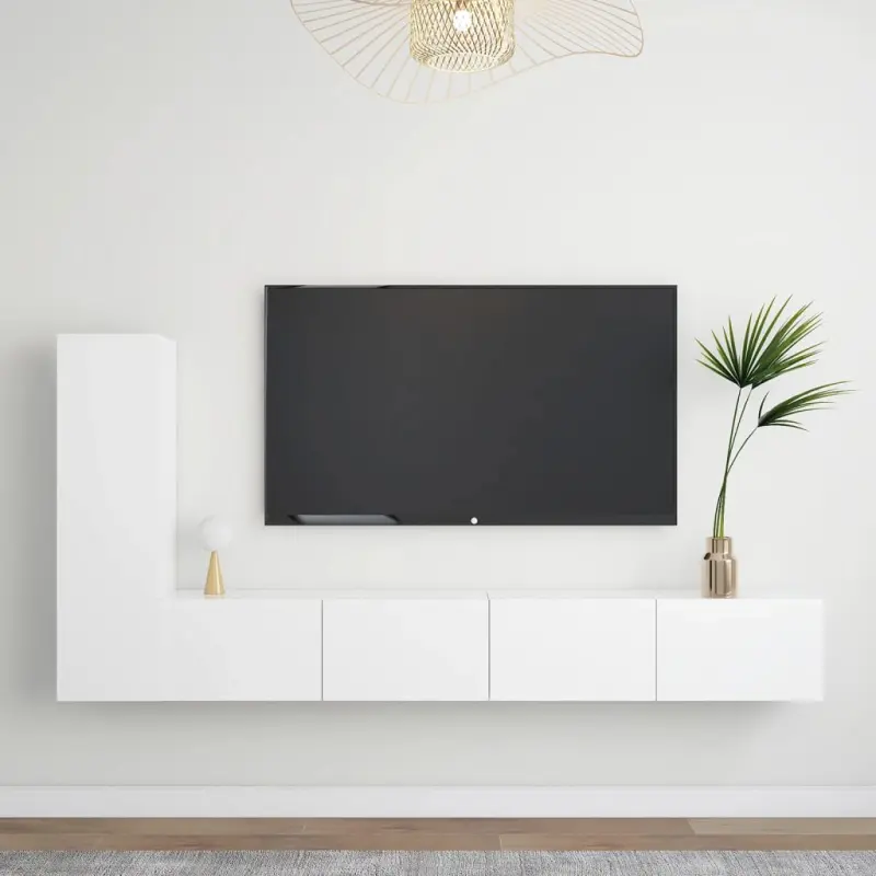 3-cz. zestaw szafek TV, biały, materiał drewnopochodny