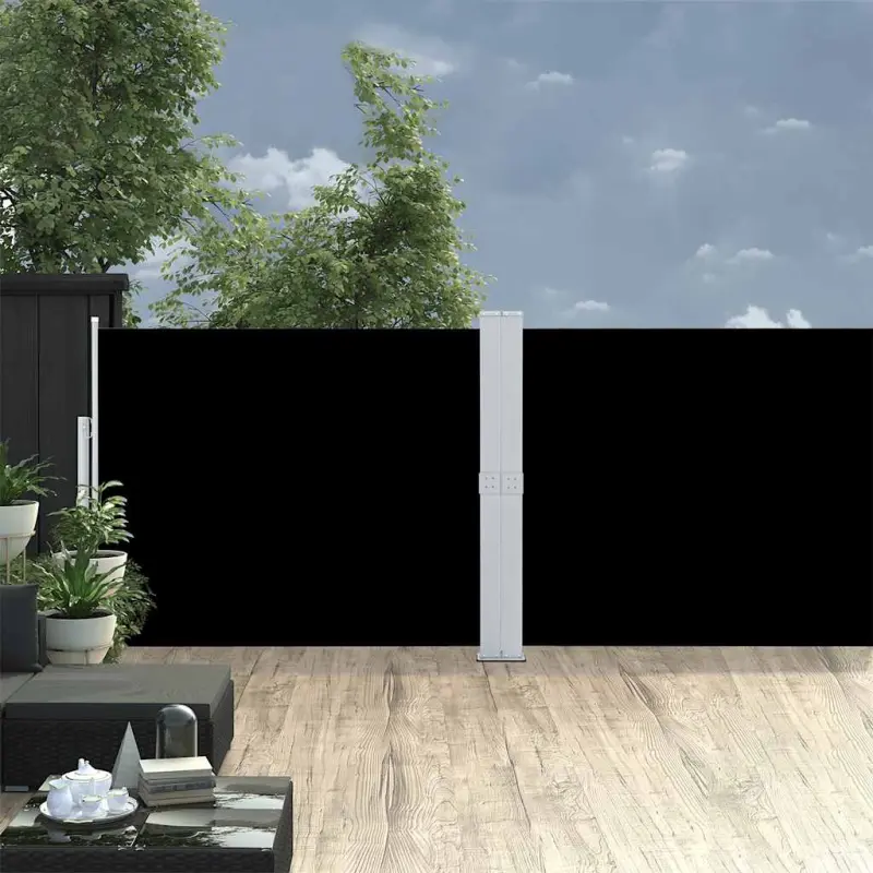Wysuwana markiza boczna na taras, 140x1200 cm, czarna