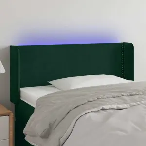 Zagłówek do łóżka z LED, ciemnozielony, 83x16x78/88 cm, aksamit