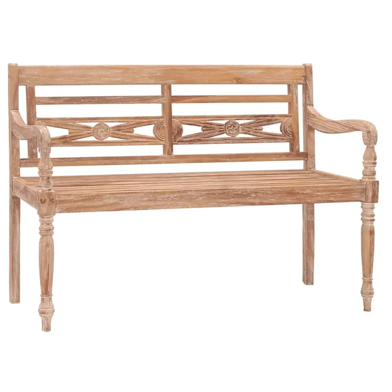 Ławka Batavia, 120 cm, bielone, lite drewno tekowe